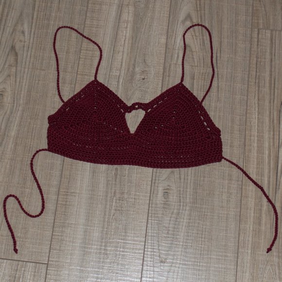 Wine Red Crochet Bralette - Picture 6 of 13